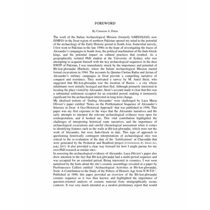 Ceramics from the excavations In the historic settlement At Bīr-Koṭ-Ghwaṇḍai (barikot) Swat, Pakistan (1984-1992) - Pierfrancesco Callieri and Luca M. Olivieri - Sang-e-meel Publications