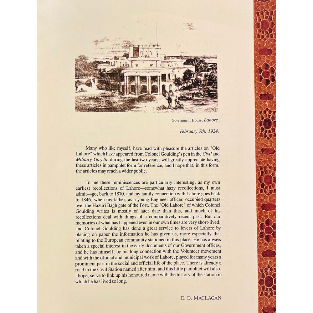 Old Lahore: Reminiscences Of A Resident